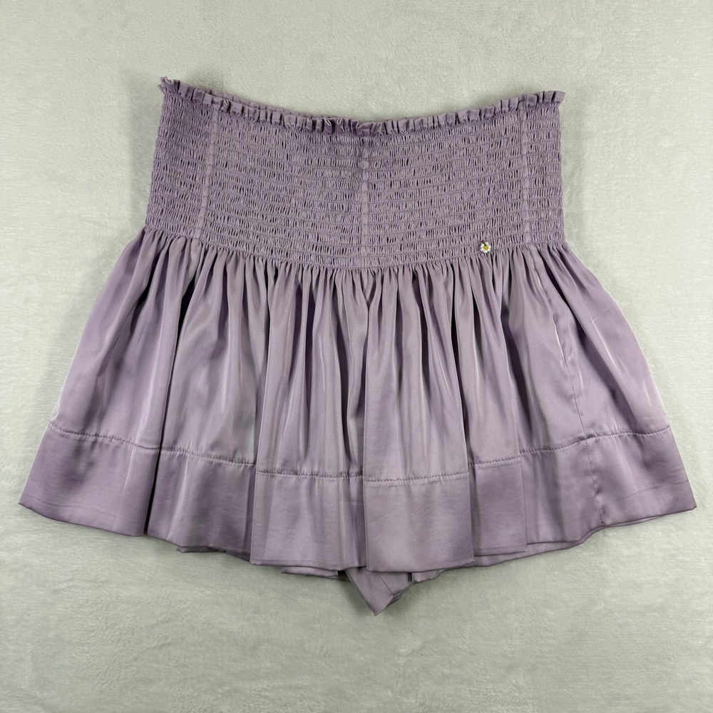 Natural Life Lavender Purple Smocked High Waist short Medium Satin‎ Feel Boho